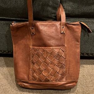 Vilenca Holland (Anthropologie) Large Shoulder Tote with Front Lattice Weave‎